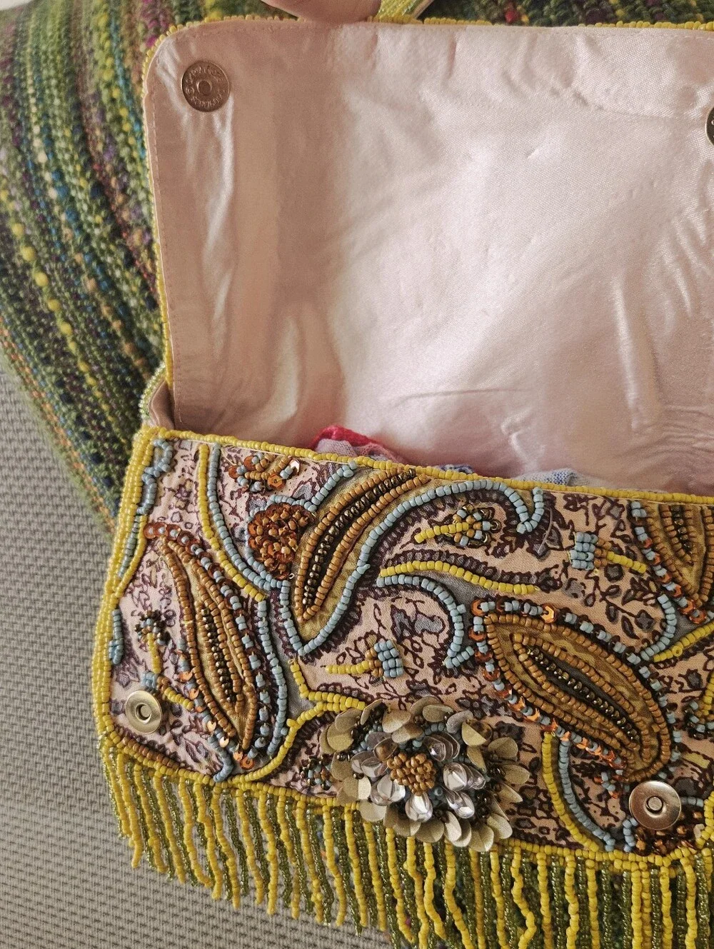 Vintage Beaded Handbag, Yellow Beaded Purse, Beaded Shoulder Bag